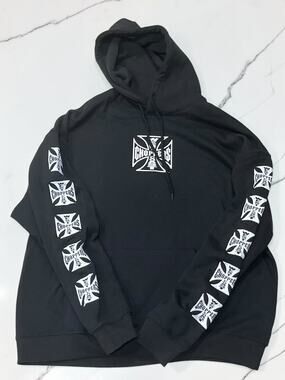 West Coast Choppers Men’s XL Black Logo Graphic Pullover Hoodie Long Beach